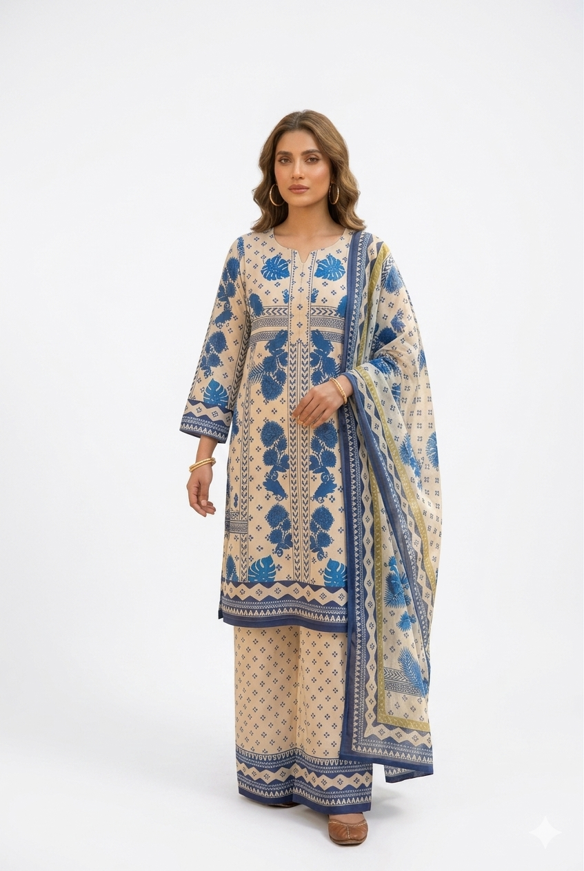 Pure Cambric cotton three piece