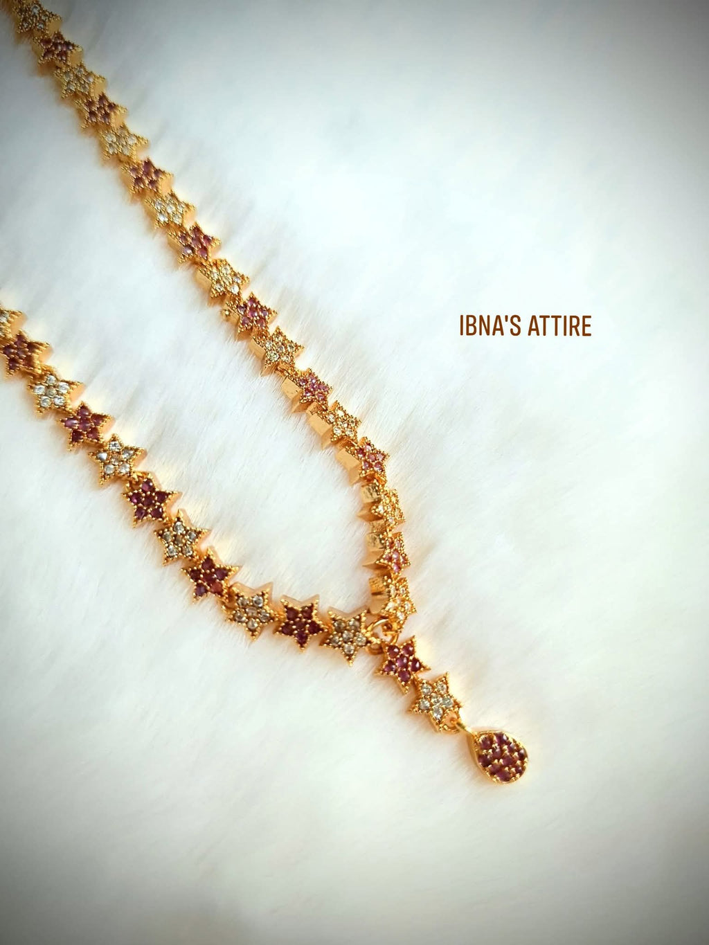 Gold plated, zircon stone necklace
