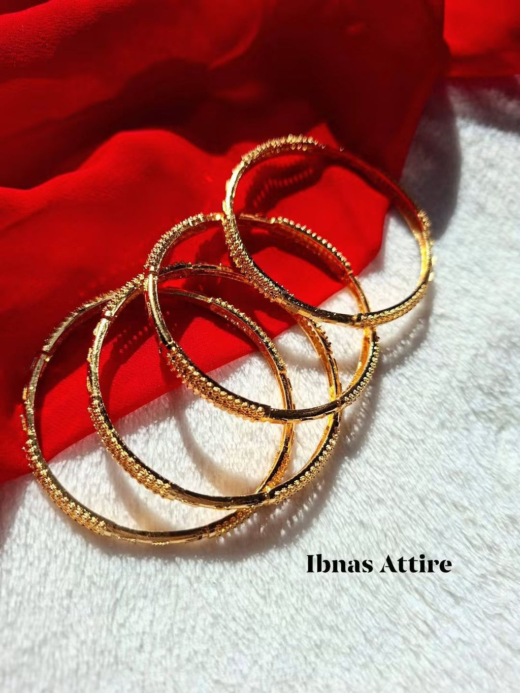 Gold Plated Traditional Bangles Set | 4-Piece Textured Designer Bracelets (Size 2.4)