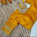 Ready-to-Wear Boutique Special Jasmin Silk Blouse with Sequence Embroidery, Puff Elbow Sleeves in Mary Gold - (Size-38)-(Free Size Alteration From 36 to 40 Size)