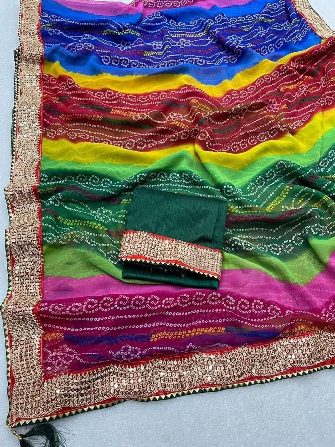 Chiffon Georgette lehraiya saree