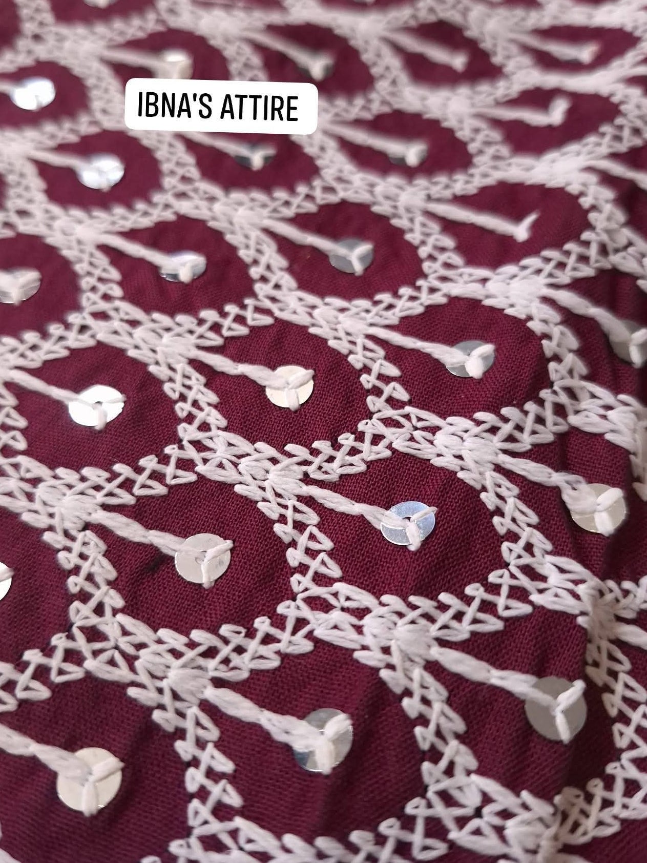 Maroon Rayon Embroidery Sequence Work Panjabi