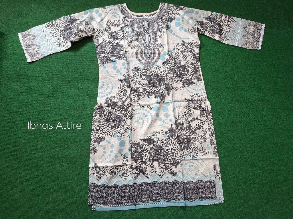 Maria B Stitched Digital Printed Soft Cotton 3-Piece Suit | Blue & Neutral Designer Casual Wear