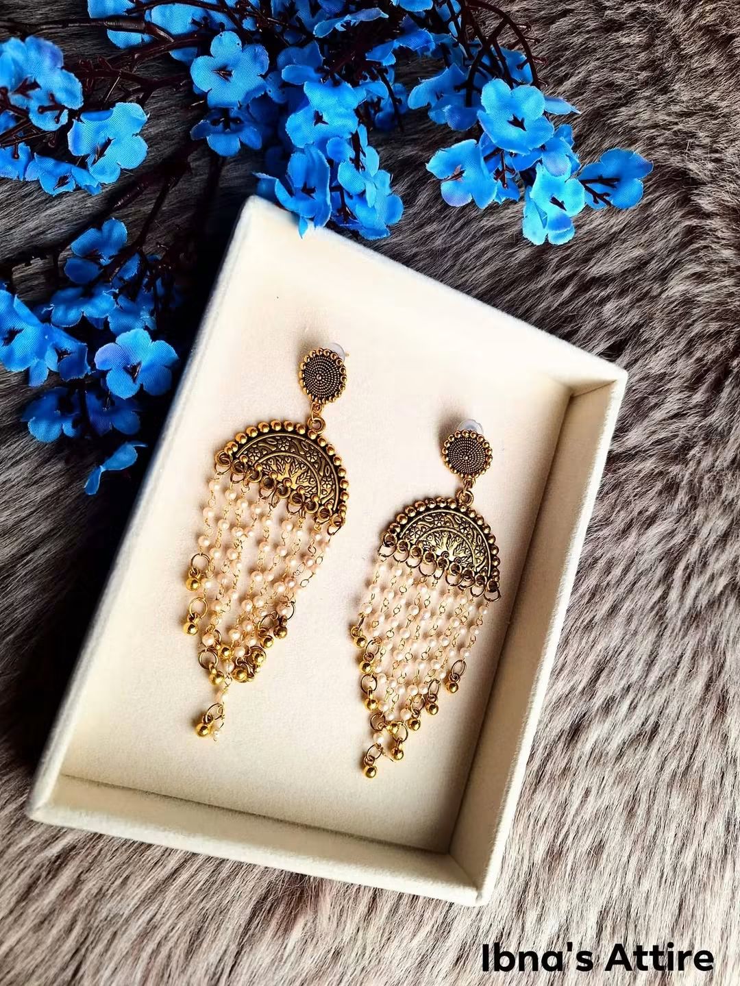 Antique Gold-Plated Half-Moon Earrings
