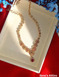 Gold plated necklace , American Diamonds on a beige jewelry box